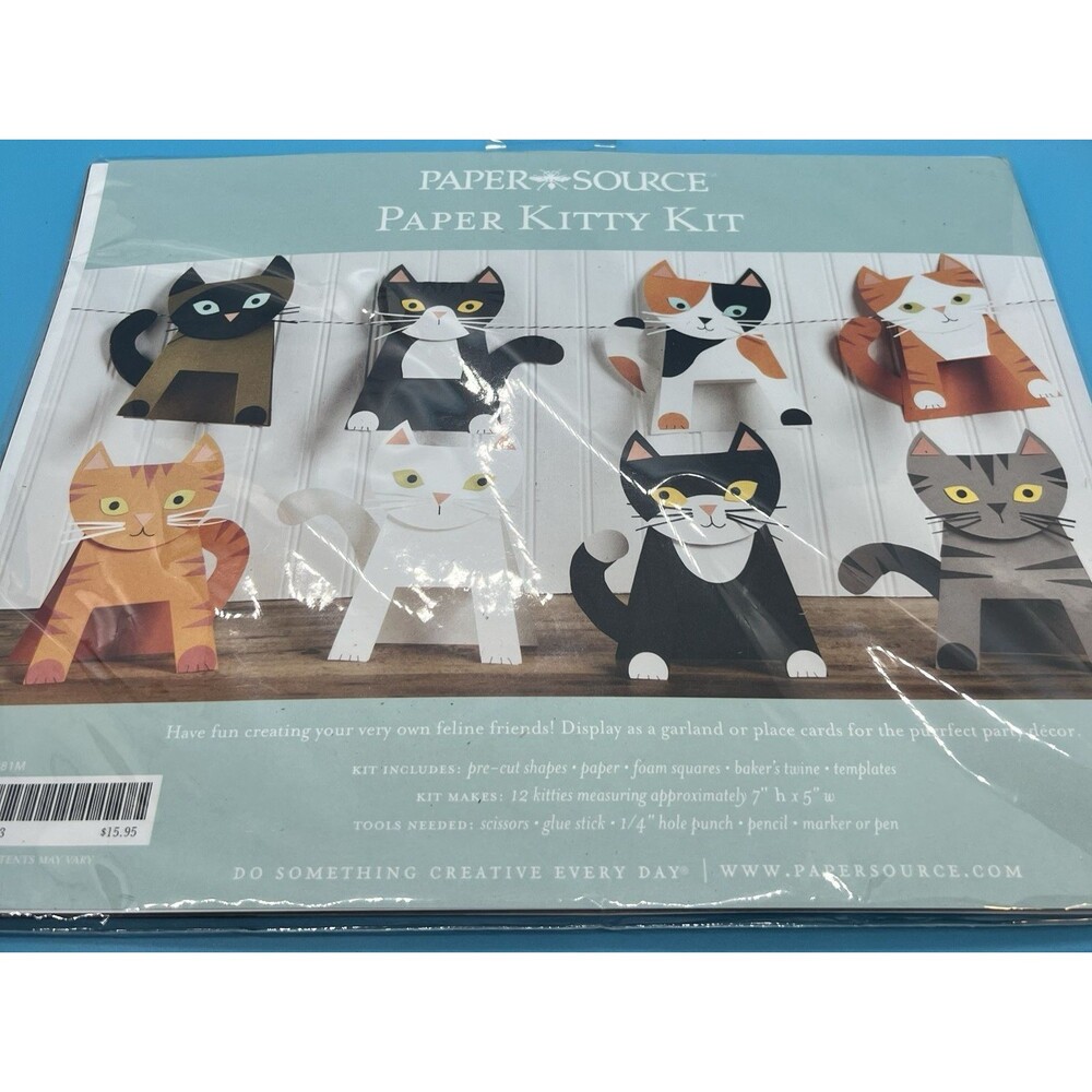 Paper Source KITTY KIT 12 - 7 x 5 Kittens Cats Garland Place Cards party craft